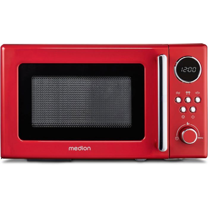 Micro Rouge Micro-ondes rétro - WOOPSO - 20 Litres - 800 Watts - 5 niveaux de ...