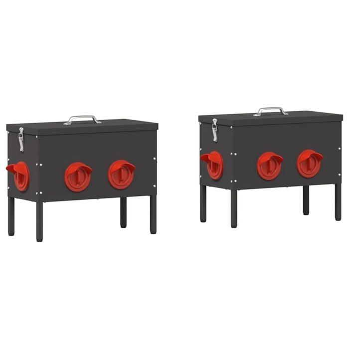 Comparer les prix de Mangeoire pour poules en acier - vidaXL - Noir - 41.5x20.5x33 cm - Capacité 15 kg - Résistant aux intempéries