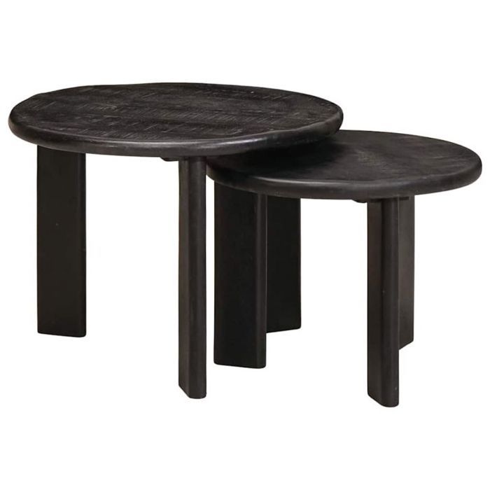 Tables basses gigognes - VIDAXL - Set 2 pcs - Bois de mangue massif - Carré 50x50x40 cm - Empilable
