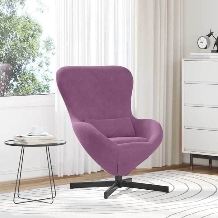 NEW 2026 Fauteuil œuf - Poids maximal: 110 kg - 1 personne - Pourpre 63x73x90 cm Velours L6334