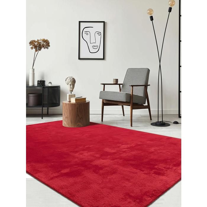 the carpet Relax tapis moelleux à poils courts antidérapant lavable à 30 degrés Rouge 120 x 160 cm