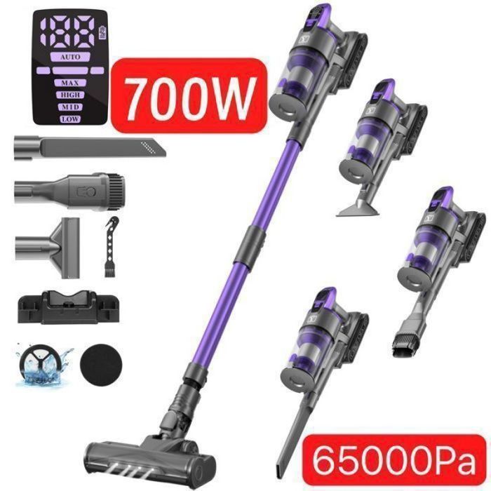 Aspirateur Balai Sans Fil Puissant 65KPa 700W 8 en 1 Autonomie 70min Filtration 7 Étapes ASPIRATEUR BALAI