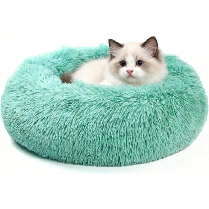 Lit Chat Moelleux 60Cm Coussin Donut Rond Doux et Lavable Panier Canapé Pour Petits Chiens et Chats Vert - 60 cm