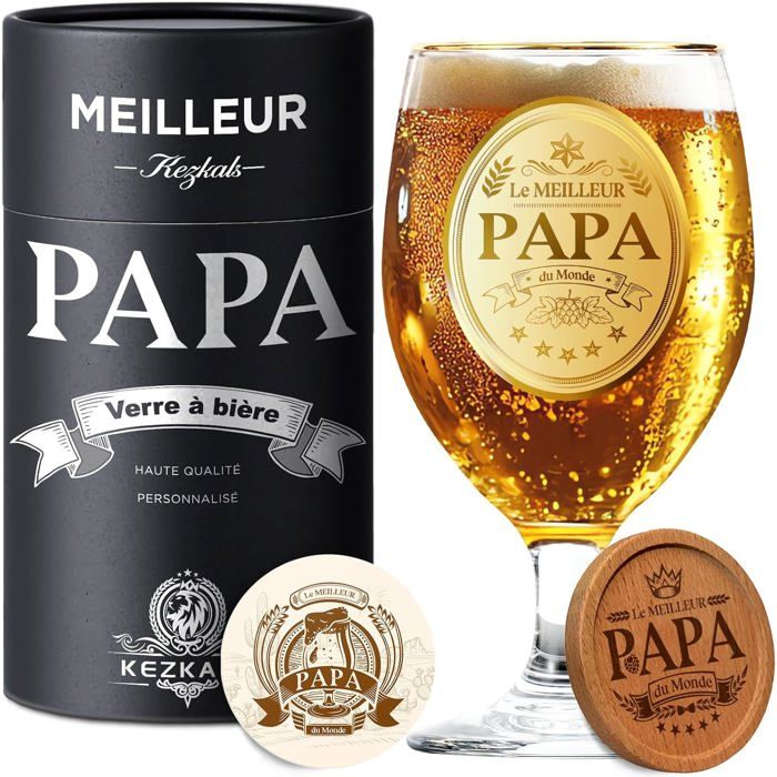 Verre à Bière Personnalisé - Idée Cadeau Original pour Papa