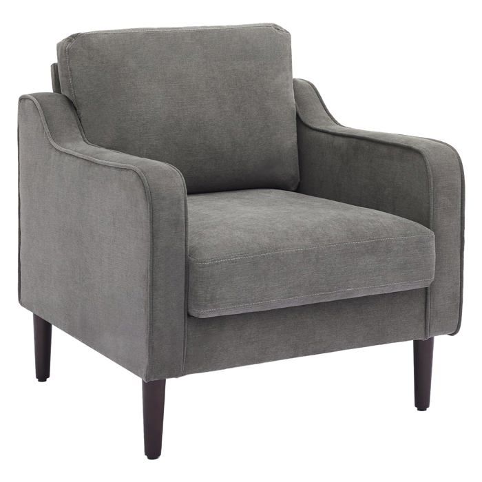 Fauteuil de salon moderne - LUNSY - Gris - Lin - 76x81x88 cm - Coussin 14 cm - Ressorts ensachés - Mousse haute densité