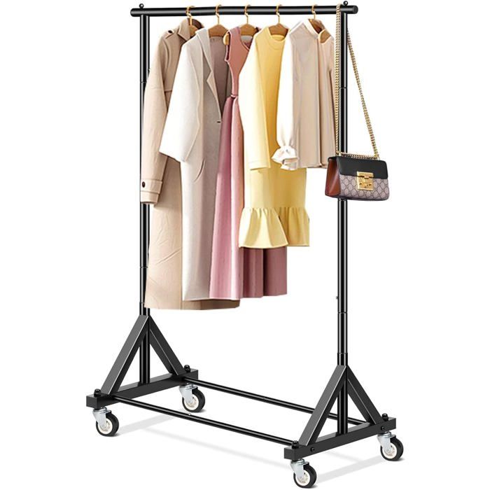 Petit Portant À Vêtements Robuste Pour Chambre À Coucher Portant À Roulettes En Métal Pour Vêtements Manteaux Chemises (Noir)