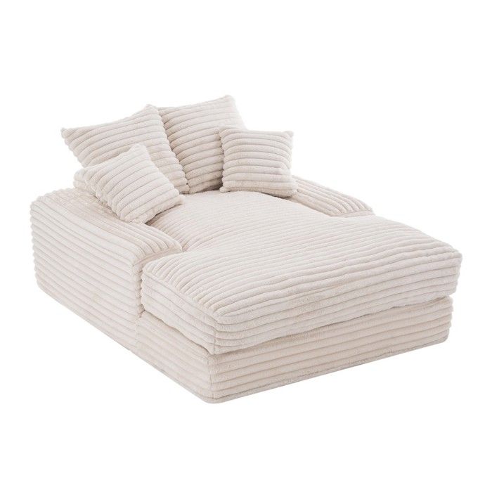 Méridienne Beige 165x135x58cm Velours Côtelé Luxe 4 Coussins Canapé-lit Multifonction Sans Montage Pour Salon Et Appartement Méridienne Beige 165x135x58cm Velours Côtelé Luxe 4 Coussins Canapé-lit Multifonction Sans Montage Pour Salon Et Appartement