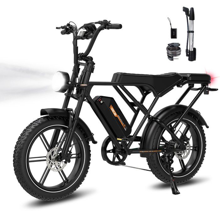 RCB G19 Vélo Électrique Fat Bike 20 1365W Peak 48V 225Ah 130 km 75Nm Capteur de Couple APP NFC Noir