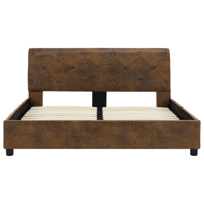 Cadre de lit Marron Similicuir daim 140 x 200 cm_2 ans garantie_38711