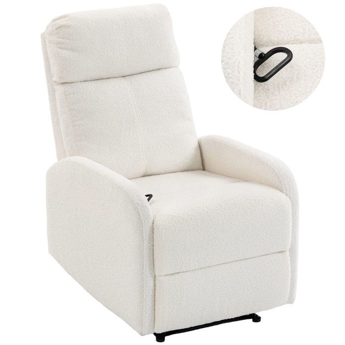 Fauteuil relax inclinable - HOMCOM - assise à ressorts dossier et accoudoirs rembourrés - peluche teddy - 64 x 88 x 101 cm - crème Fauteuil relax inclinable - HOMCOM - assise à ressorts dossier et accoudoirs rembourrés - peluche teddy - 64 x 88 x 101 cm - crème