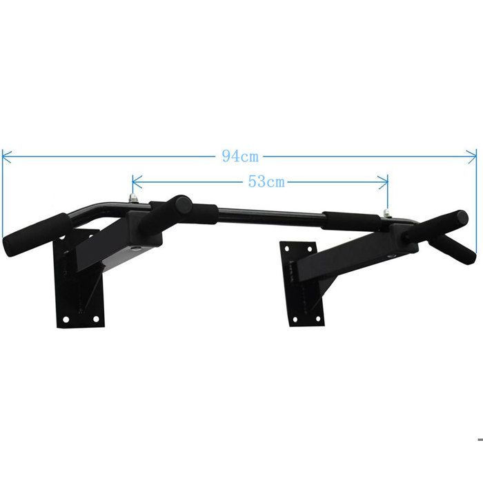 Barre de traction murale pull up bar fixation murale grips mousse noir acier renforcé 94 x 51 cm JOINERY