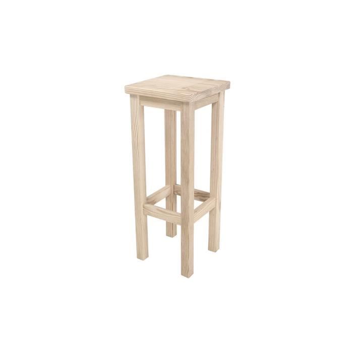 tabouret de bar en bois abc meubles - vernis naturel - h.80 x l.32 x l.32