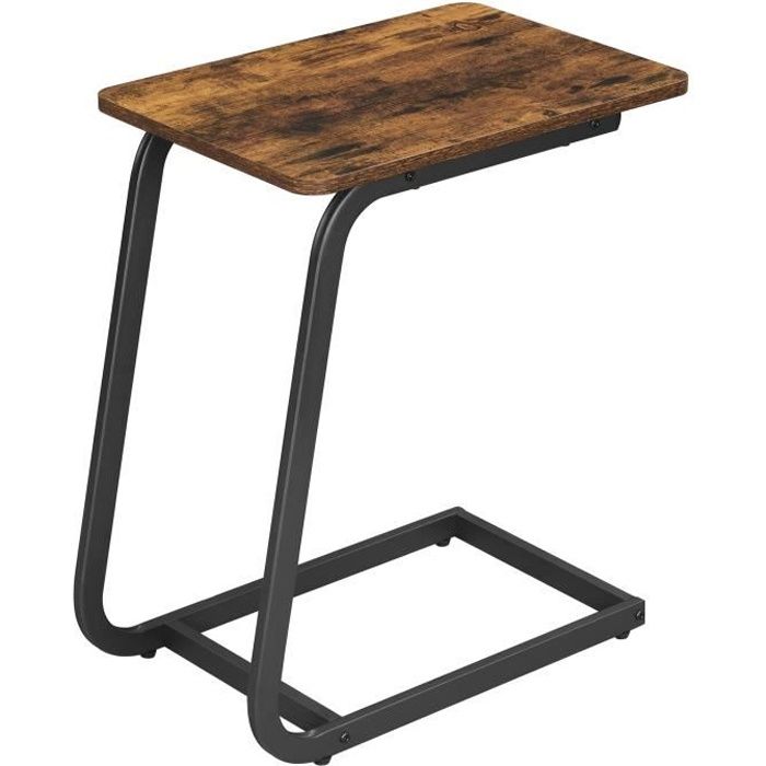 table d'appoint vintage - acaza - 50x62x35 cm - noir et marron