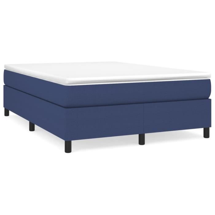 Sommier à ressorts - AKOZON - Bleu - 140x190 cm - Tissu durable - 2 places