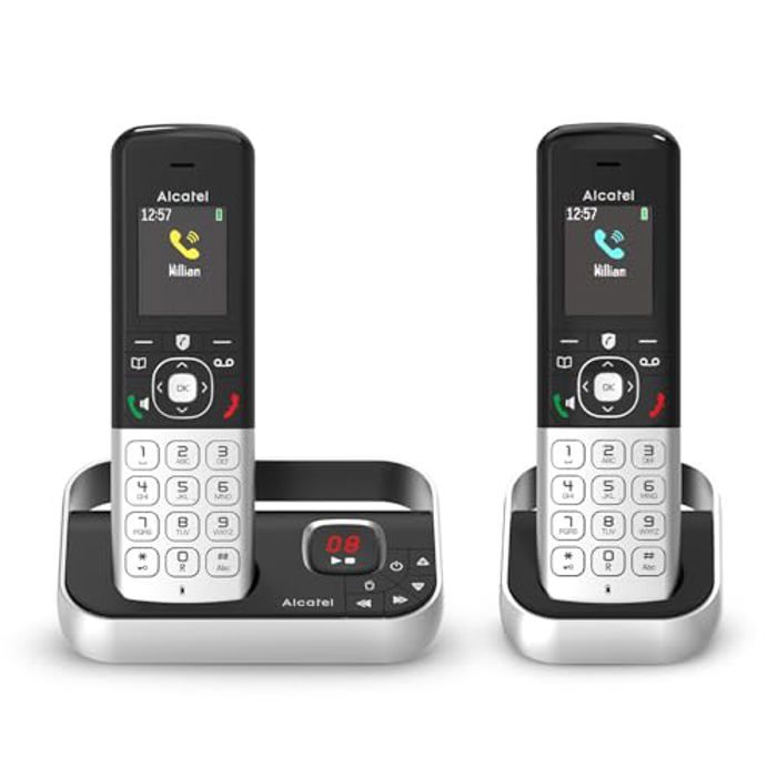 ALCATEL FX990 Voice Duo Téléphone Fixe sans Fil DECT avec Répondeur 50 Min Écran Graphique Couleur Haute Résolution Mains