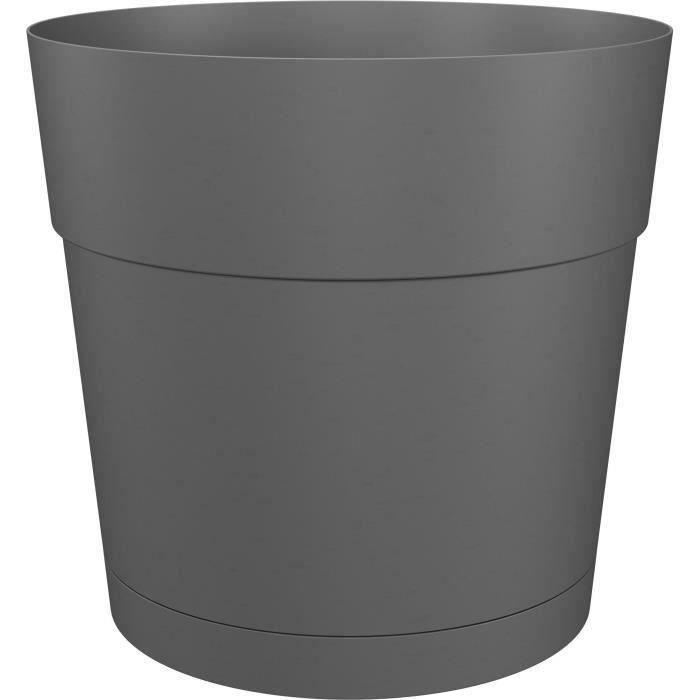Pot à fleurs et plantes rond CAPRI LARGE - Plastique - Réservoir d'eau - diamètre 30 cm - Anthracite - ARTEVASI
