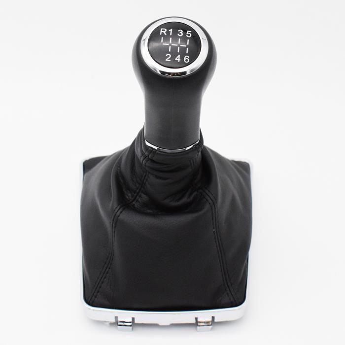 Pommeau De Levier De Vitesse En Cuir Noir/rouge Planet Line - Avec Bague Marche Arrière Et 3 Pastilles De Vitesses