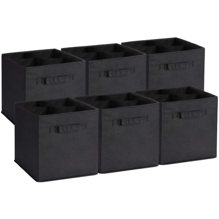 Lot de 6 Cube de Rangement Tissu, Tiroir de rangement - Tissu 26,7 x 26,7 x  27,9, Noir - Cdiscount Maison