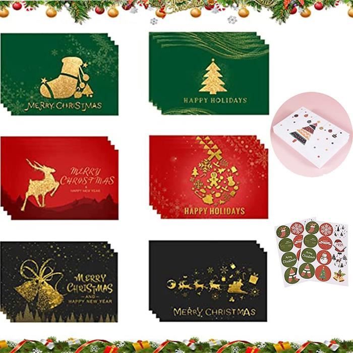 Livraison gratuite!!! Lot de 12 cartes magnétiques Vœux de Noël "Joyeux Noël"!!