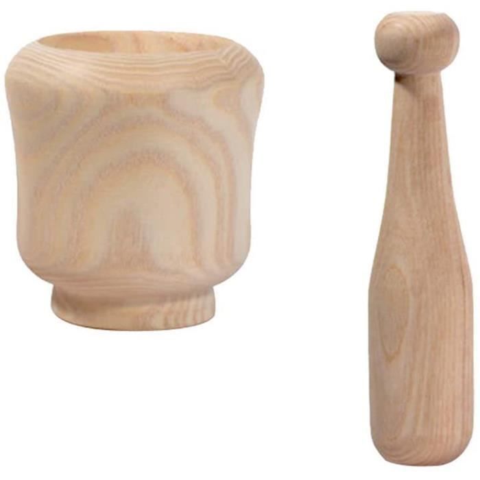 Mortier Et Pilon En Bois – Broyeur à épices Manuel Pour Ail, Gingembre, Poivre – Ustensile Traditionnel Et Décoratif - 4