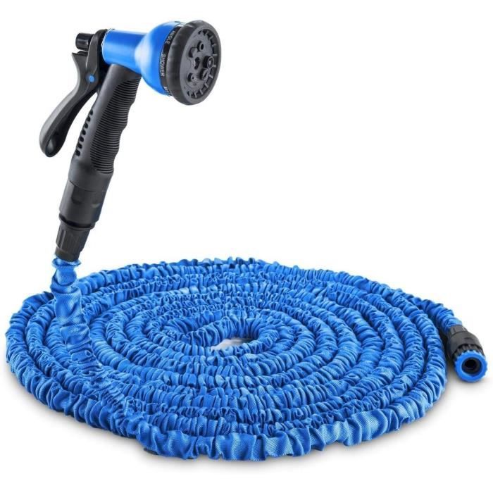 Tuyau D'arrosage Extensible 7,5m Avec Pistolet 9 Fonctions - Pour Jardin, Lavage Voiture, Animaux | Compatible Robinets 1/2 Et 3/4, Se Rétracte Automatiquement
