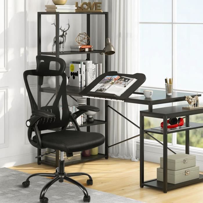 Chaise de bureau Shenglimeii - Fauteuil dintérieur facile à assembler - Noir