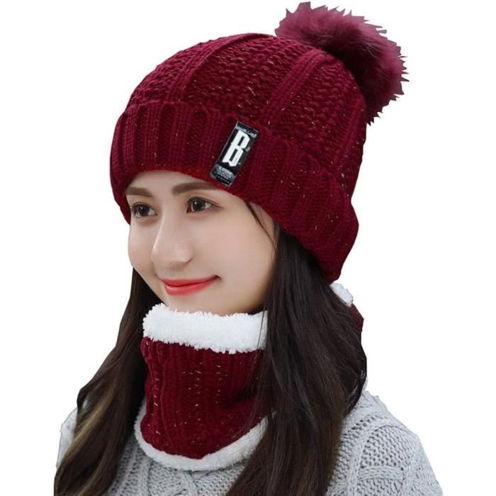 Ensemble Bonnet Et écharpe Pour Femme - Bonnet Chaud Et Doux - Gants