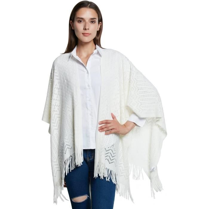 Châle Poncho Femme Oversize Pour Automne-hiver - Taille Unique, Tissu Structuré Chaud Et Infroissable - 2