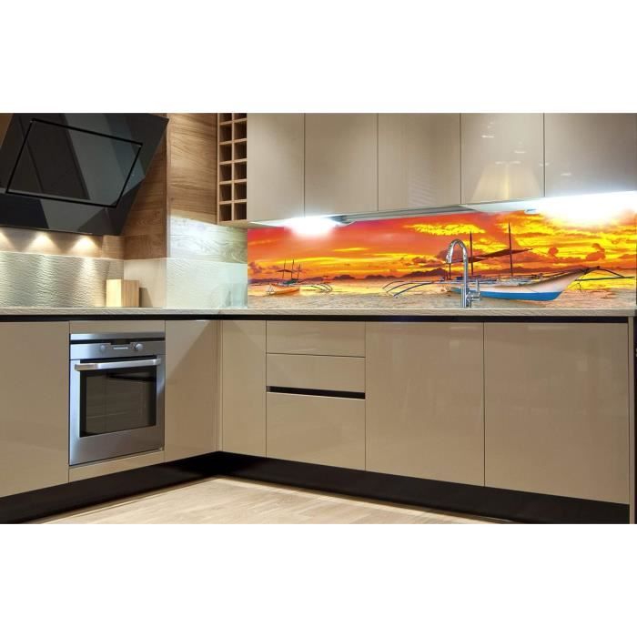 Crédence De Cuisine En Verre 125x50 Cm - Motif Paysage Bateau, Marque Tulup