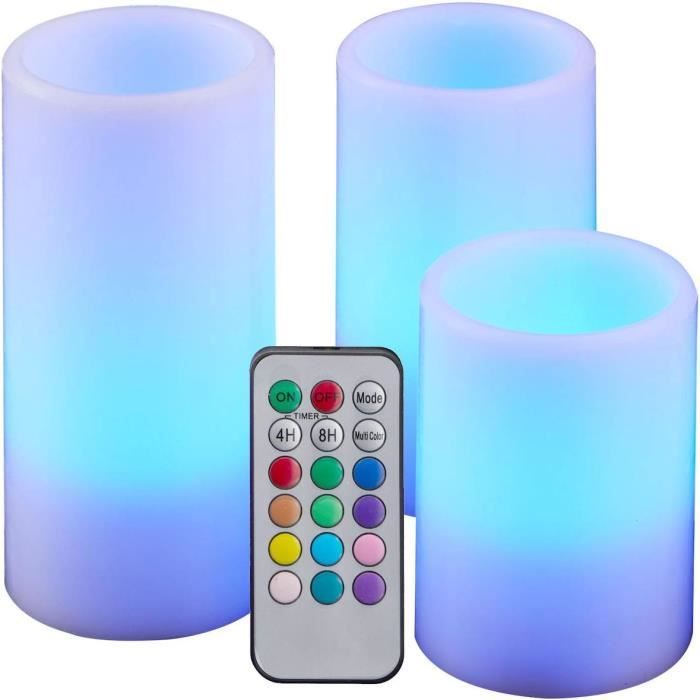 Lot de 4 bougies bâtons LED, vert, cire véritable/plastique/LED, H. 24,5 cm avec télécommande