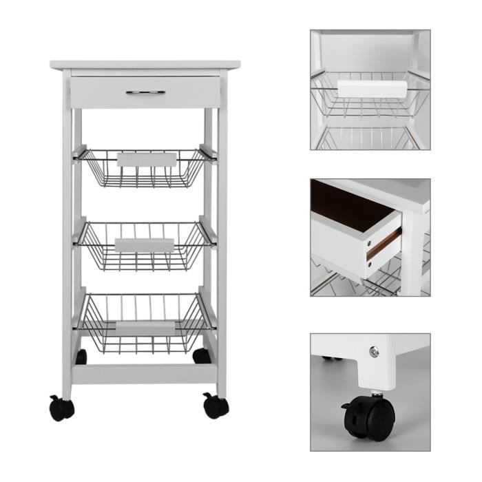 Table De Cuisine Avec Meuble De Rangement Luxs Table Etageres Cuisine Meubles De Rangement Avec Roulettes 3 Paniers Et 1 Tiroir Achat Vente Chariot De Service Luxs Table Etageres Cuisine Cdiscount