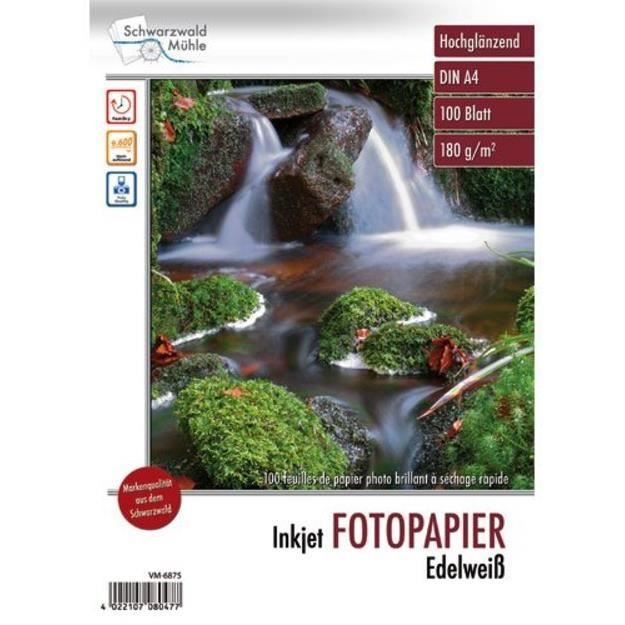 BLUE SWAN Papier Photo A4 100 Feuilles 180g/m² Brillant - Papier Jet D'Encre Résistant Eau