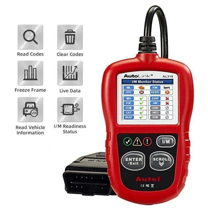 Autel AL319 OBD2 Scanner Outils de Diagnostic Lecteur de Code avec Menu