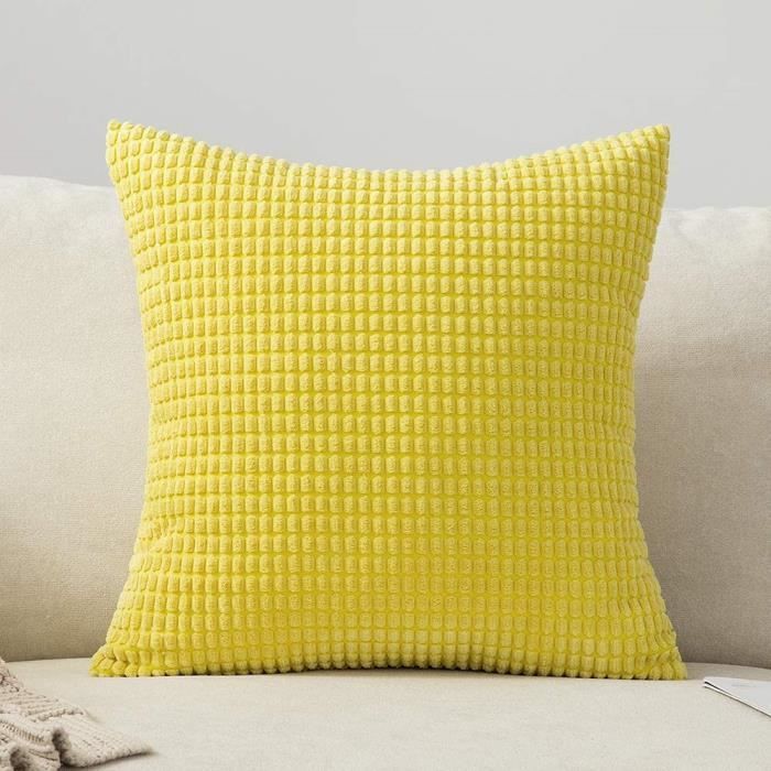 VERCART Lot de 2 Housse de Coussin de Canapé en Velours Côtelé Décoratif Carrées Doux Taie d/'oreiller Moderne pour Canapé Maison Salon Chambre 30x50cm Jaune