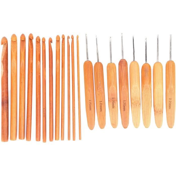 Tbest 20pcs / Lot Crochets Crochets En Bambou Manche Manche