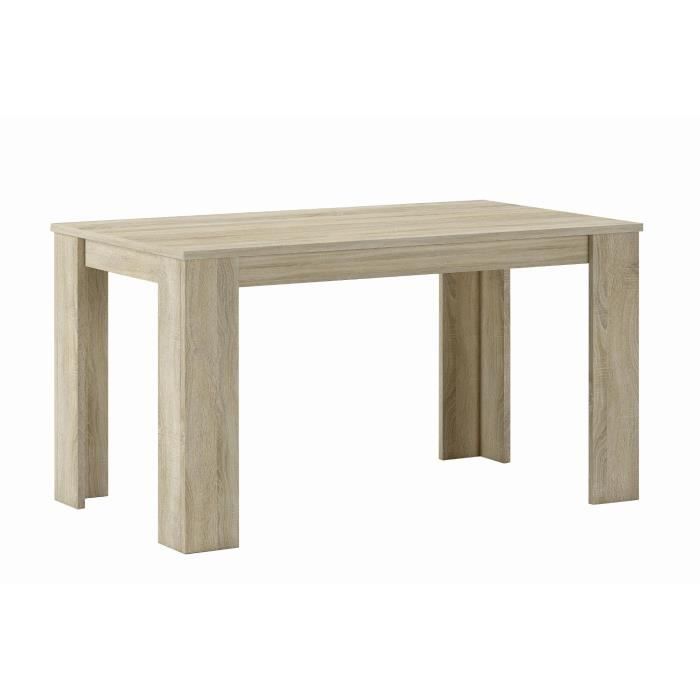 table de salle à manger et séjour, 140 cm rectangulaire, couleur chêne clair, 80x138x75cm jusqu'à 6 convives, rf589