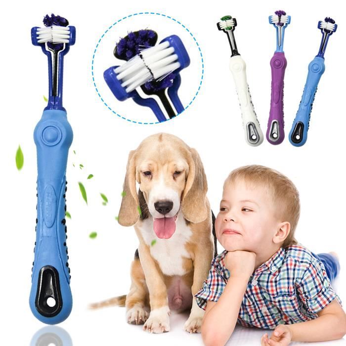 3 Pièces Brosse à Dent Chien Brosse a Dent Chien Doigt Brosse à Dents pour Animaux de Compagnie pour Le Chien et Chat-3 couleurs