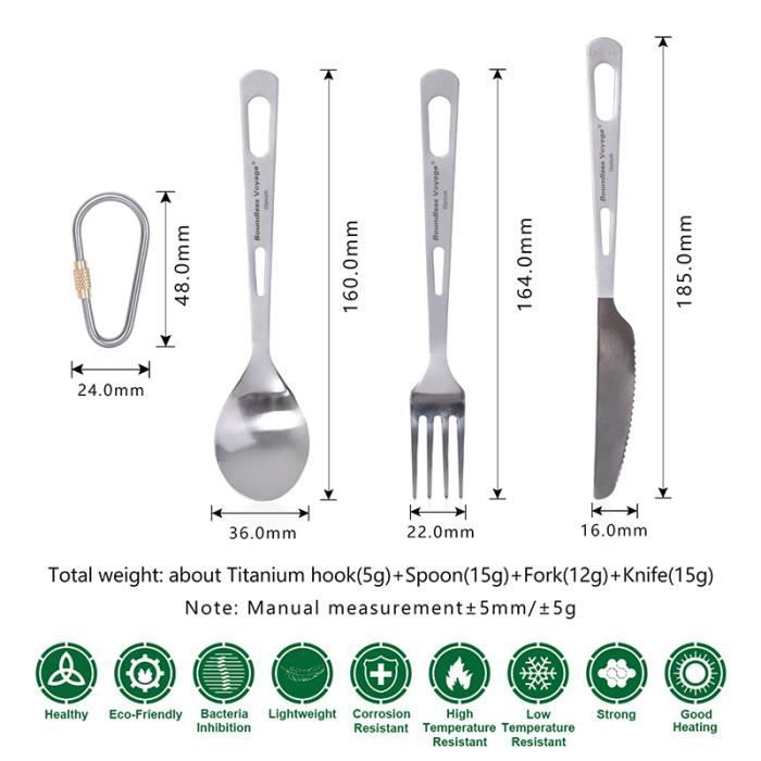 Ustensile de cuisine en titane ultraléger à long manche, cuillère Ustensile de cuisine en titane ultraléger à long manche, cuillère