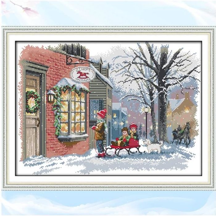 Cukol Kit Broderie Point De Croix Complet Chat - Canevas Pré-Imprimé Pour Débutants Et Adultes