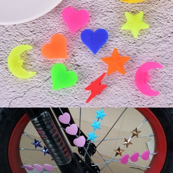accessoire vélo,rayons de roues de bicyclette multicolores,36 pièces,perles en plastique,pour décoration de vélo,clips [b901869750]