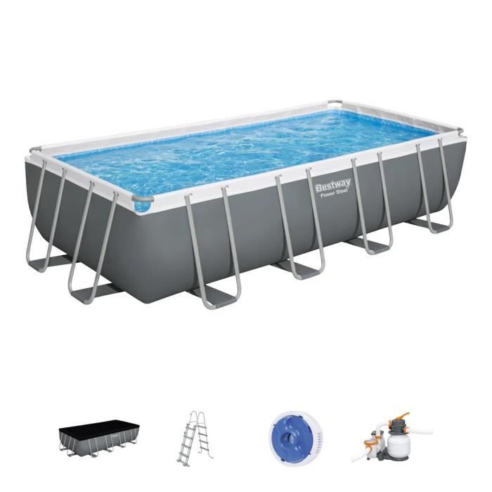 Kit Piscine hors sol tubulaire BESTWAY - Power steel™ - 549 x 274 x 122 cm - Rectangulaire (Filtre à