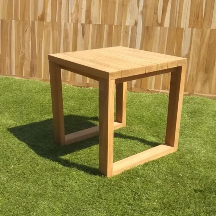 table basse d'appoint - cemonjardin - fuerteventura - bois massif - carré - 44 cm