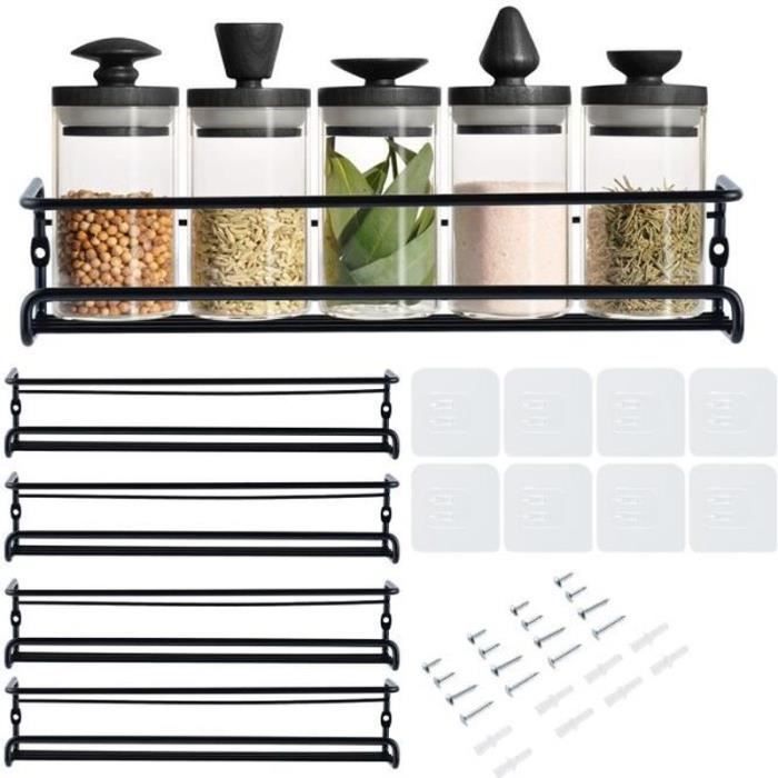 Étagère à Épices Murale Range épices en métal avec Quatre Niveaux