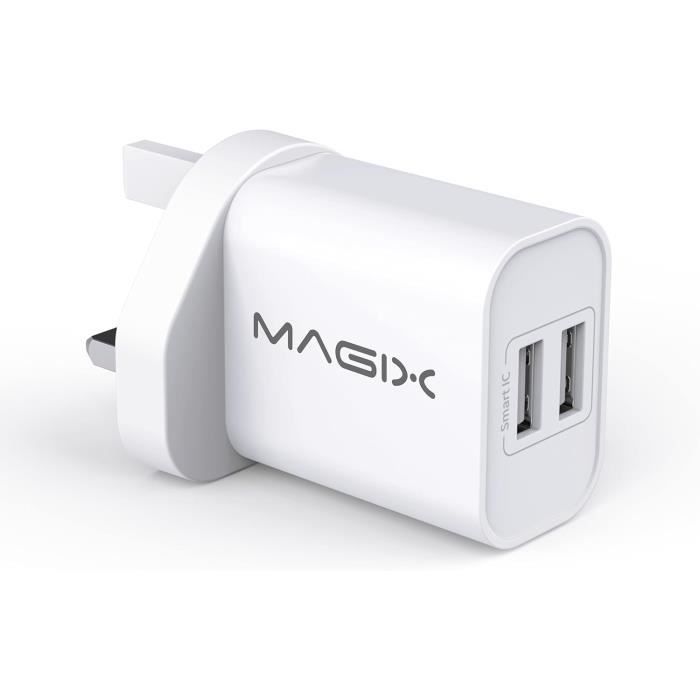Pack De 5 Chargeurs Muraux USB Double Port 2.1A - Charge Rapide Pour IPhone Et Android, Blanc