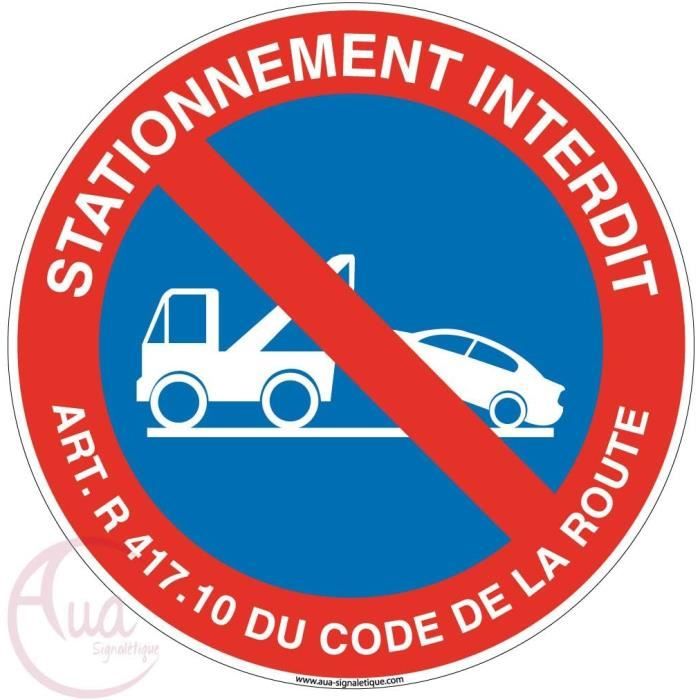 AUA SIGNALETIQUE - Panneau Stationnement Interdit Parking Privé 2 - 130 mm, Vinyl Adhésif