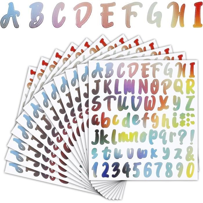 Autocollants Lettres Rouges Brillantes – 6 Feuilles Alphabet, Chiffres, Symboles – Vinyle Imperméable Pour DIY