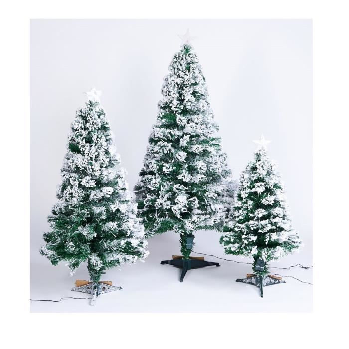 Sapin de Noël floqué lumineux 170branches Blanc 150cm Cdiscount Maison