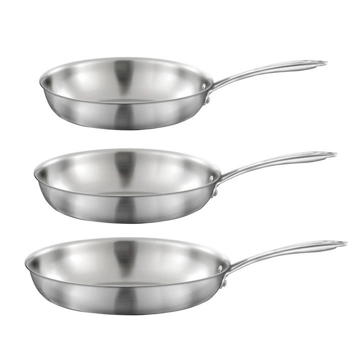 Gourmet - Lot de 3 poêles inox 24-28-32cm Gourmet - Lot de 3 poêles inox 24-28-32cm