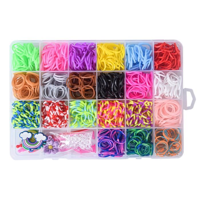 DAMILY® Kit Elastique Bracelet - 1100Pcs - 24 Grilles et 21 couleurs - Bricolage Élastique Loom Bands Kit