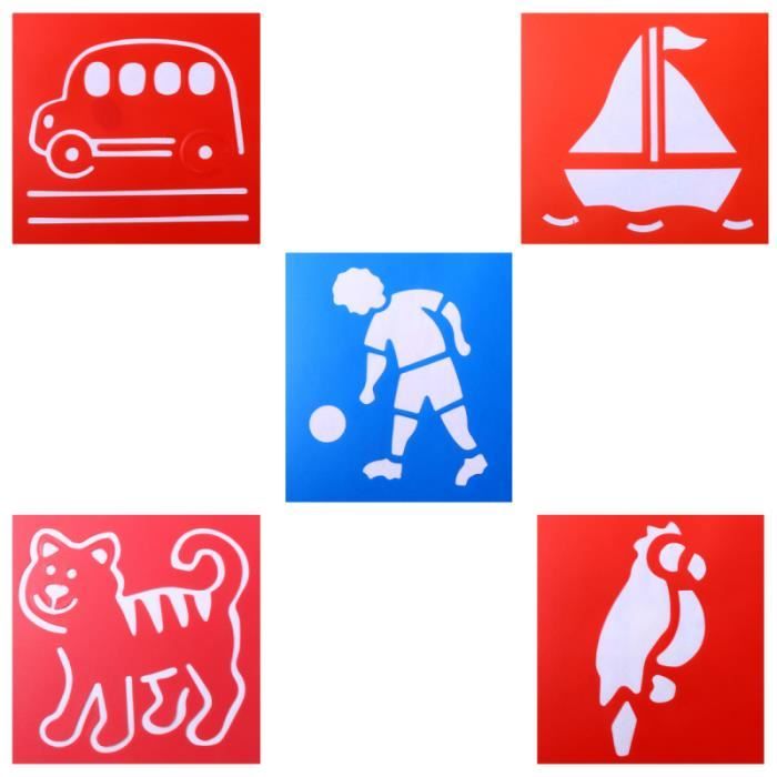 Lot De 6 Pochoirs Bord De Mer - Plastique Lavable - Thème Vacances - Pour Peinture Et Loisirs Créatifs Enfants - 14x15 Cm